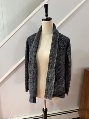 ABERCROMBIE & FITCH Heather Blac Cable Knit Open Front Cardigan - Women's S